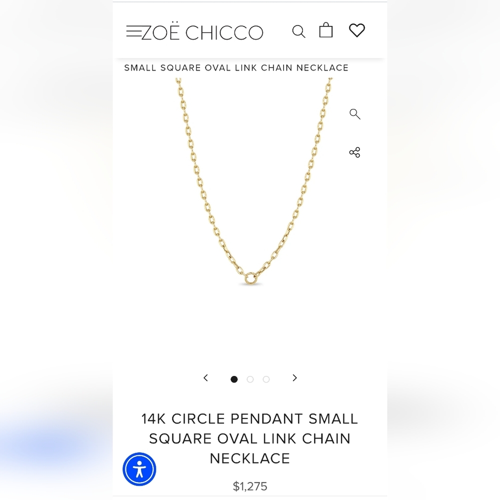 14k Zoe Chicco Small Circle Square Link Chain Necklace
